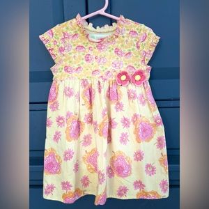 Baby Lulu Girls Yellow Cornflower Dress size 2t Felt Flowers EUC